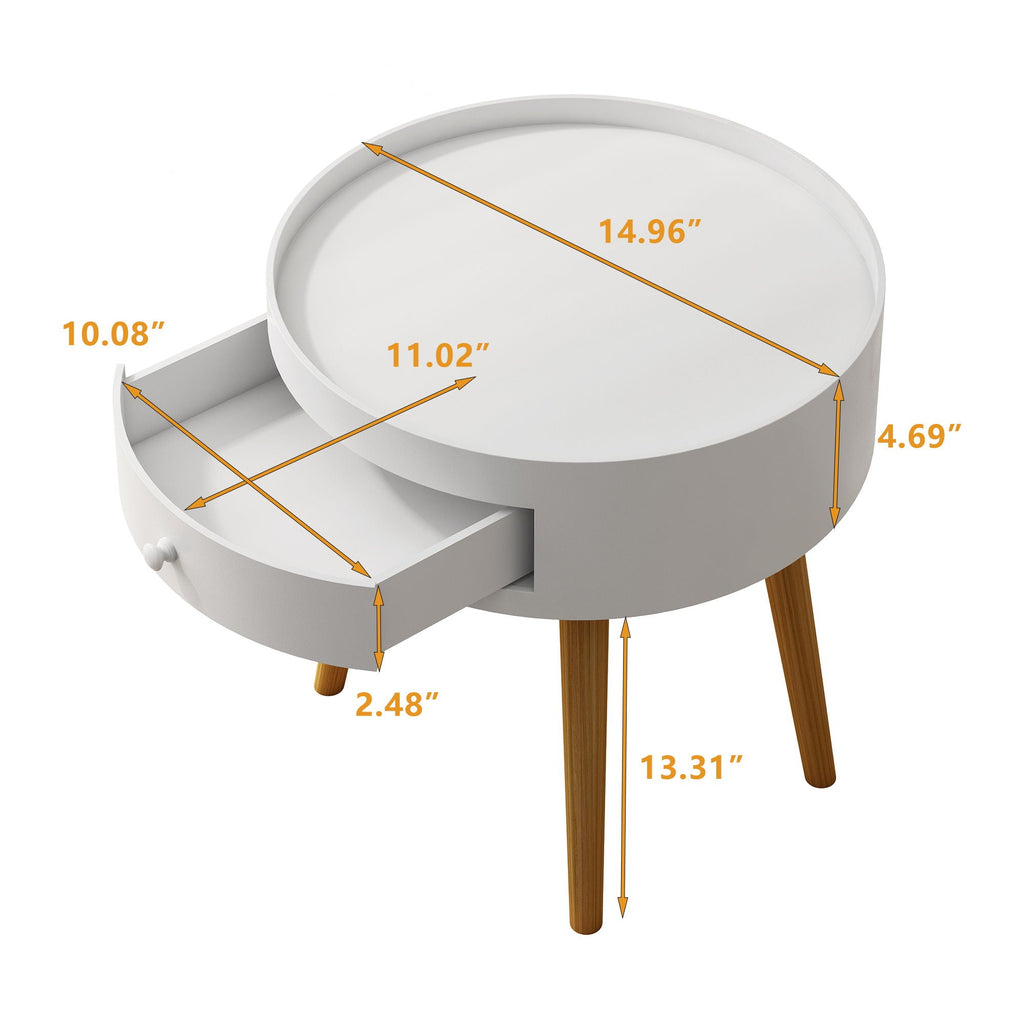 Nightstand With Storage Drawer, Bedside Table For Bedroom - White