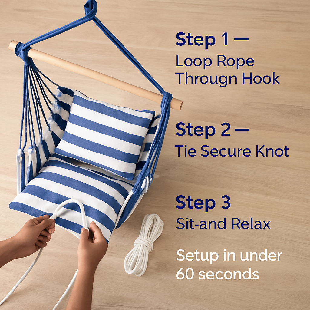 Hammock Hanging Chair Canvas Porch Patio Swing Seat