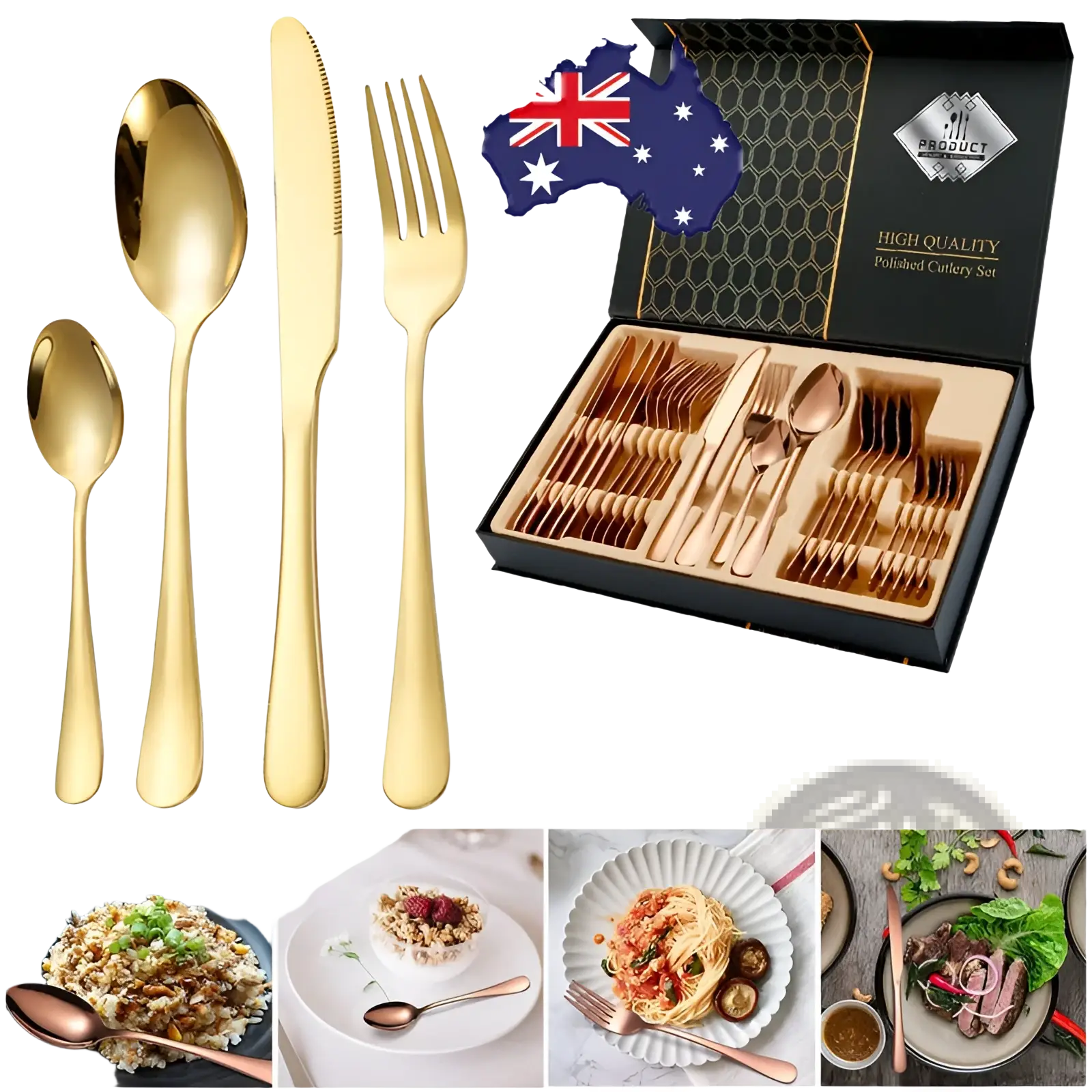 Rose Gold Stainless Steel Cutlery Set 24 Pieces