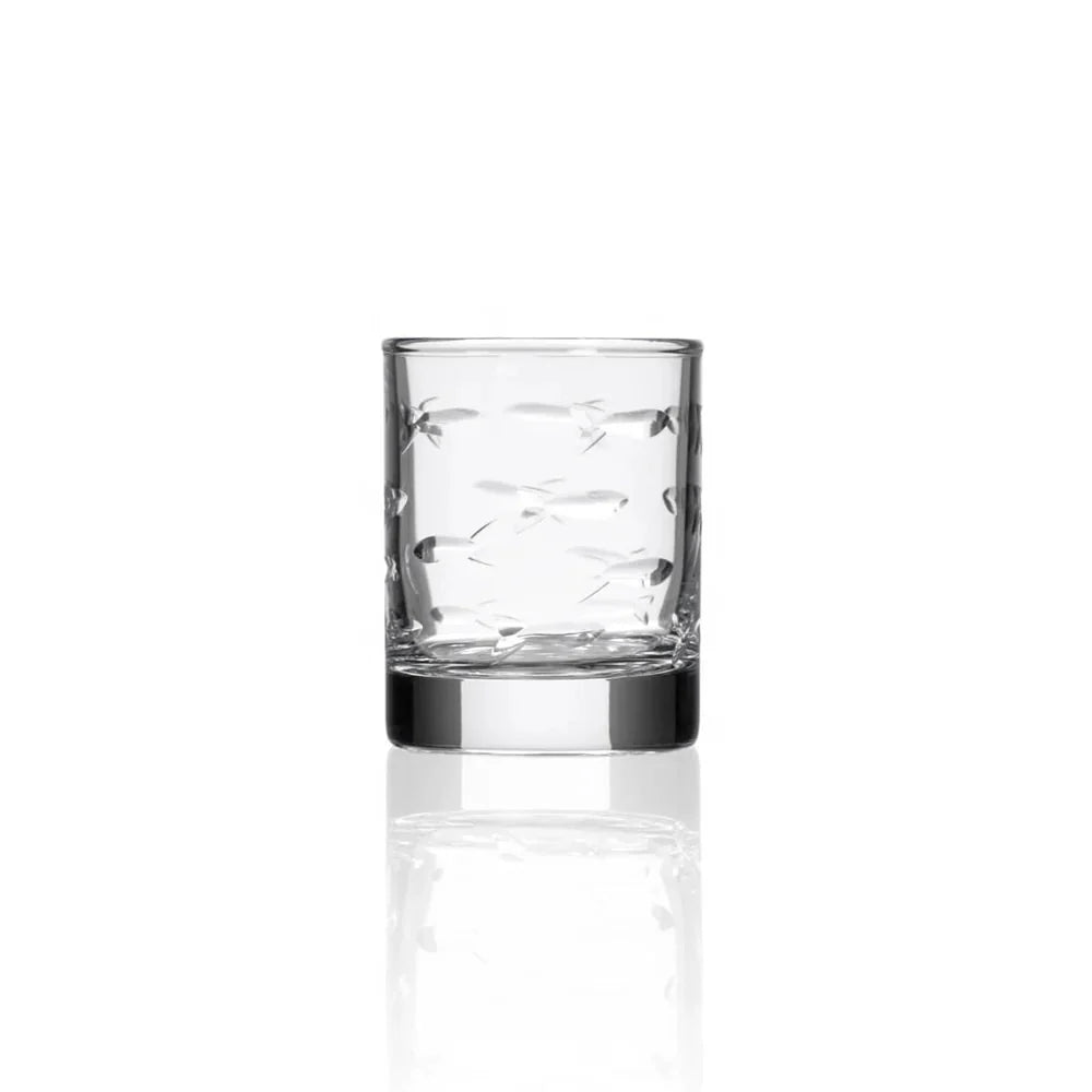 School of Fish Etched Glassware