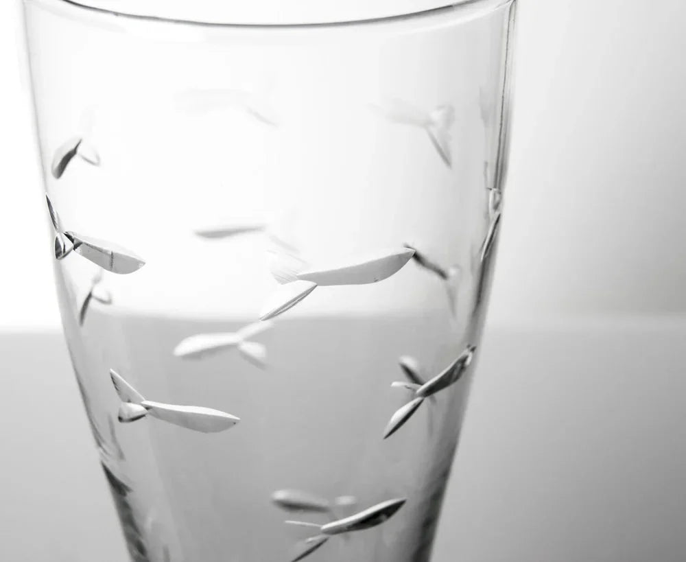 School of Fish Etched Glassware