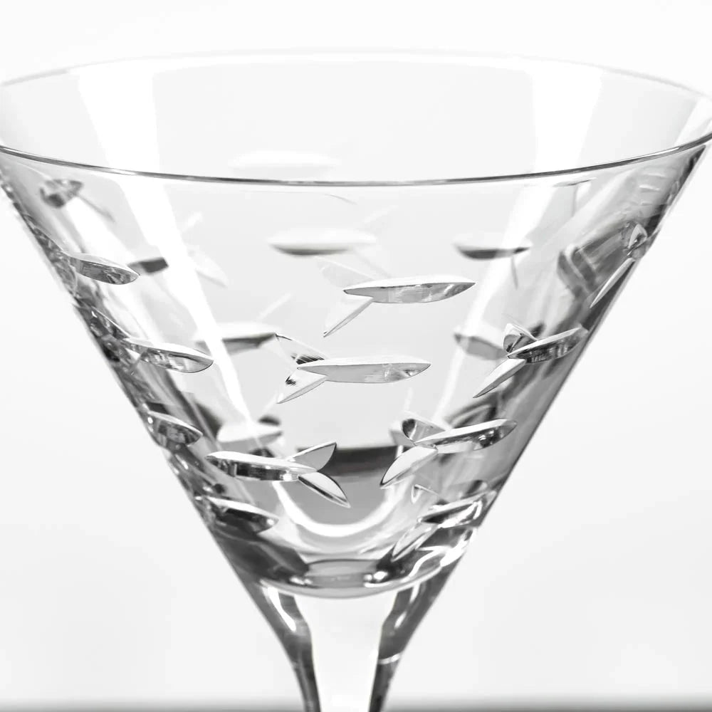 School of Fish Etched Glassware