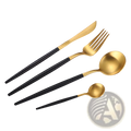 Stainless Steel Cutlery Set with Green Gold Handles