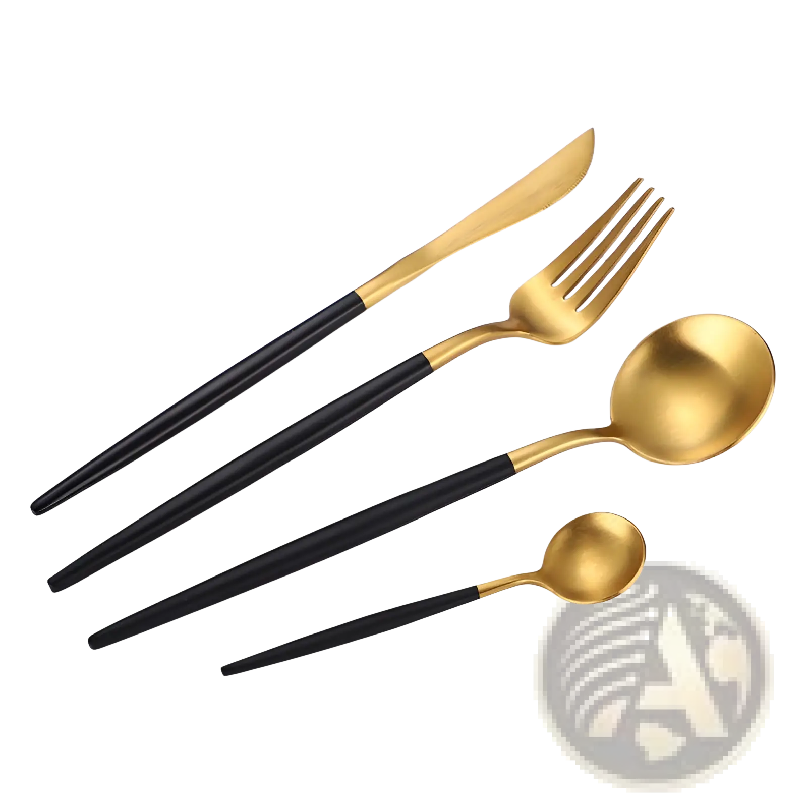 Stainless Steel Cutlery Set with Green Gold Handles