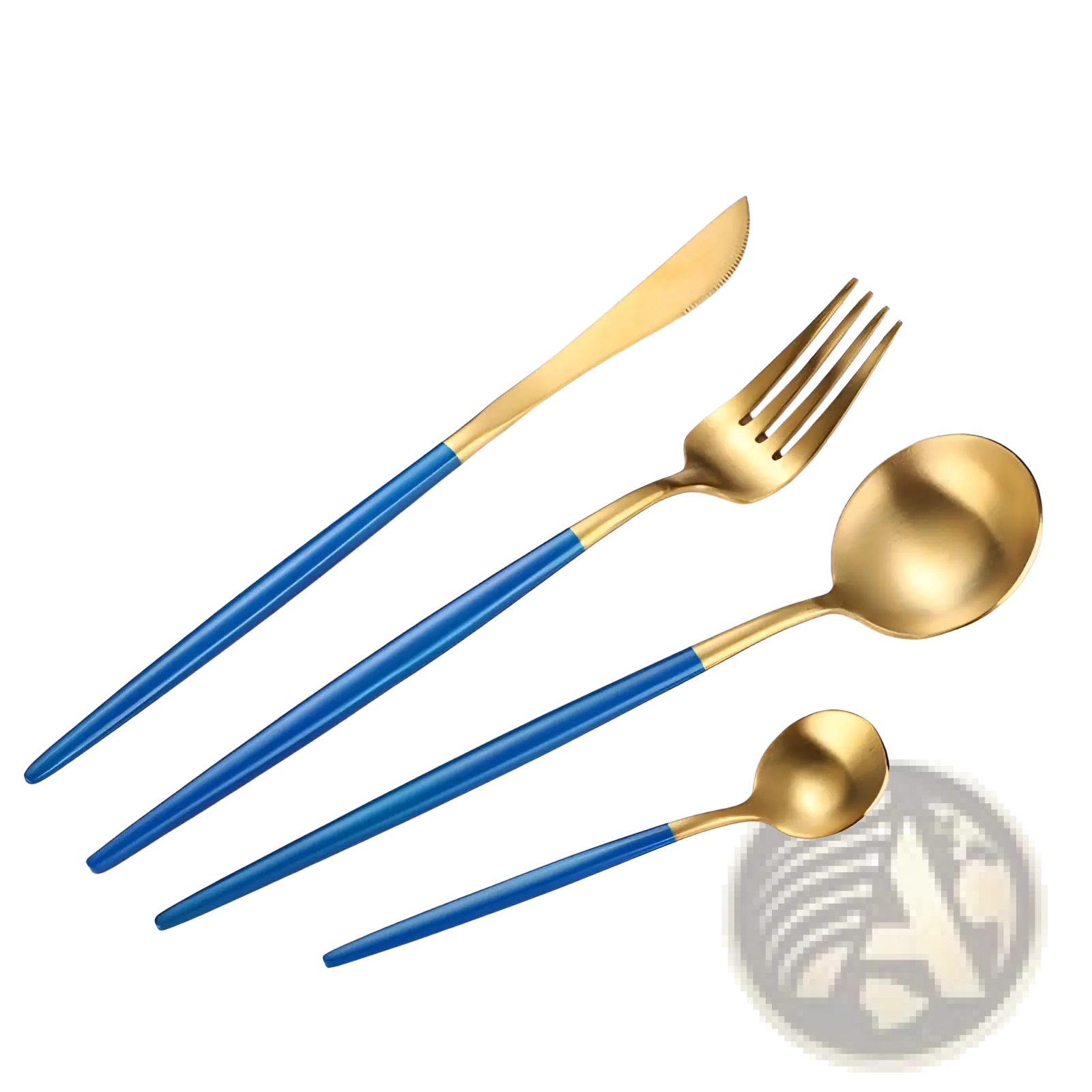 Stainless Steel Cutlery Set with Green Gold Handles