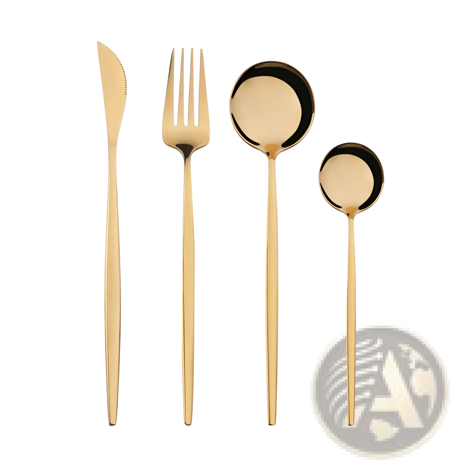 Stainless Steel Cutlery Set with Green Gold Handles