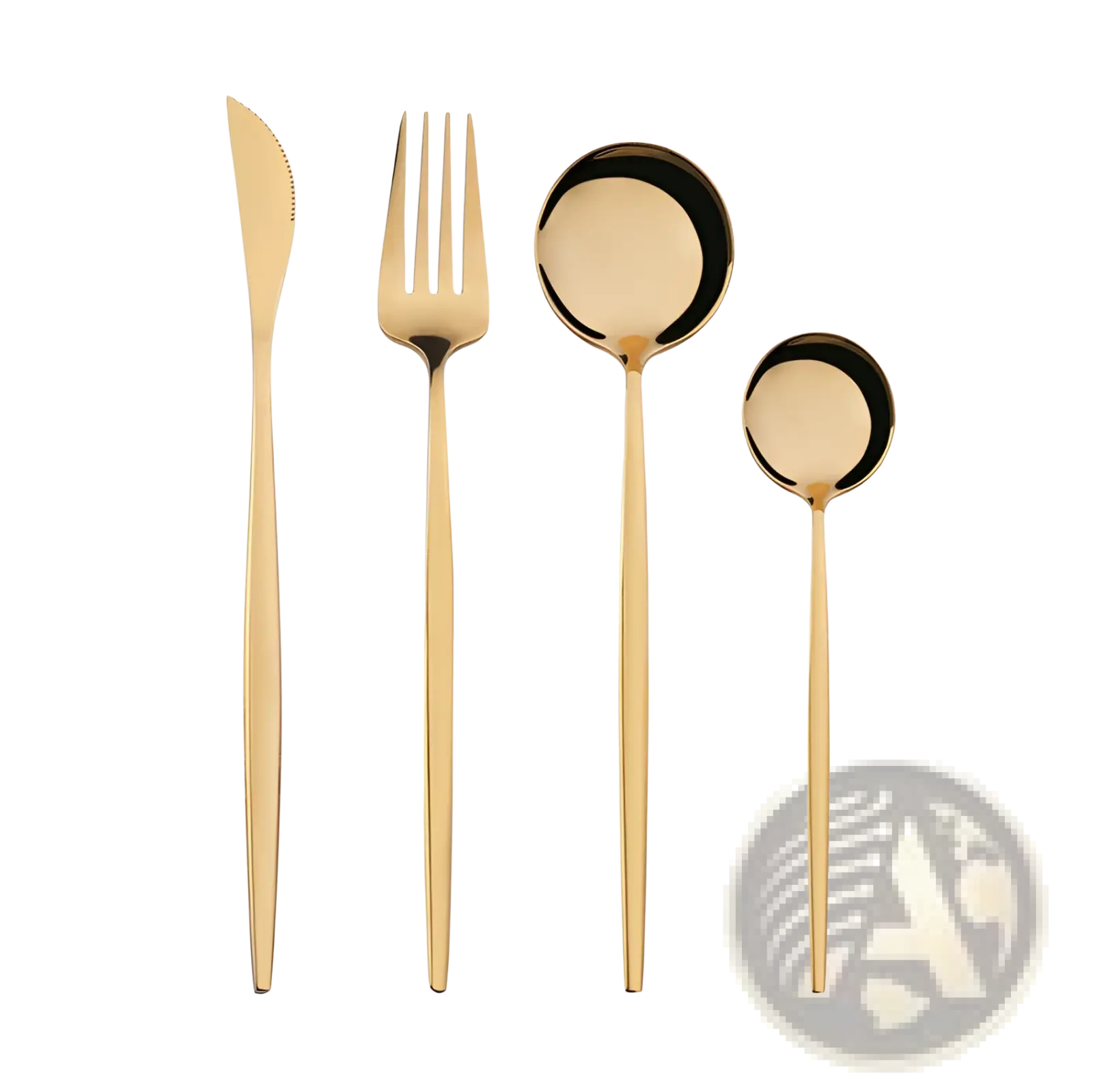 Stainless Steel Cutlery Set with Green Gold Handles