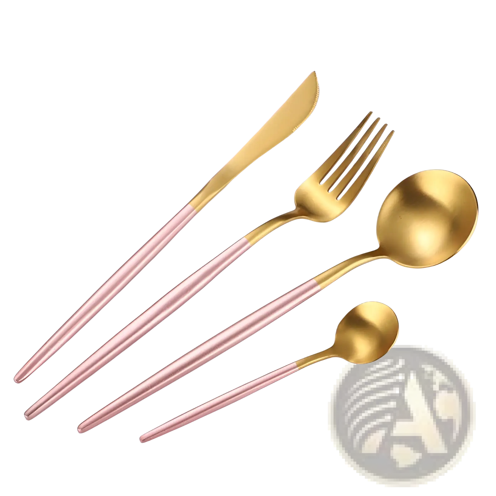 Stainless Steel Cutlery Set with Green Gold Handles