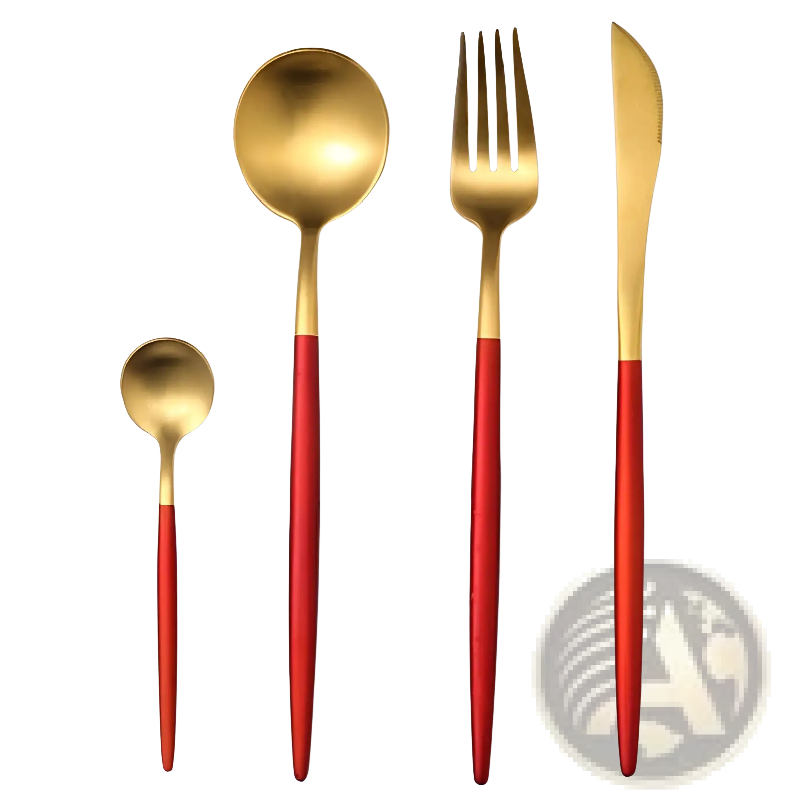 Stainless Steel Cutlery Set with Green Gold Handles