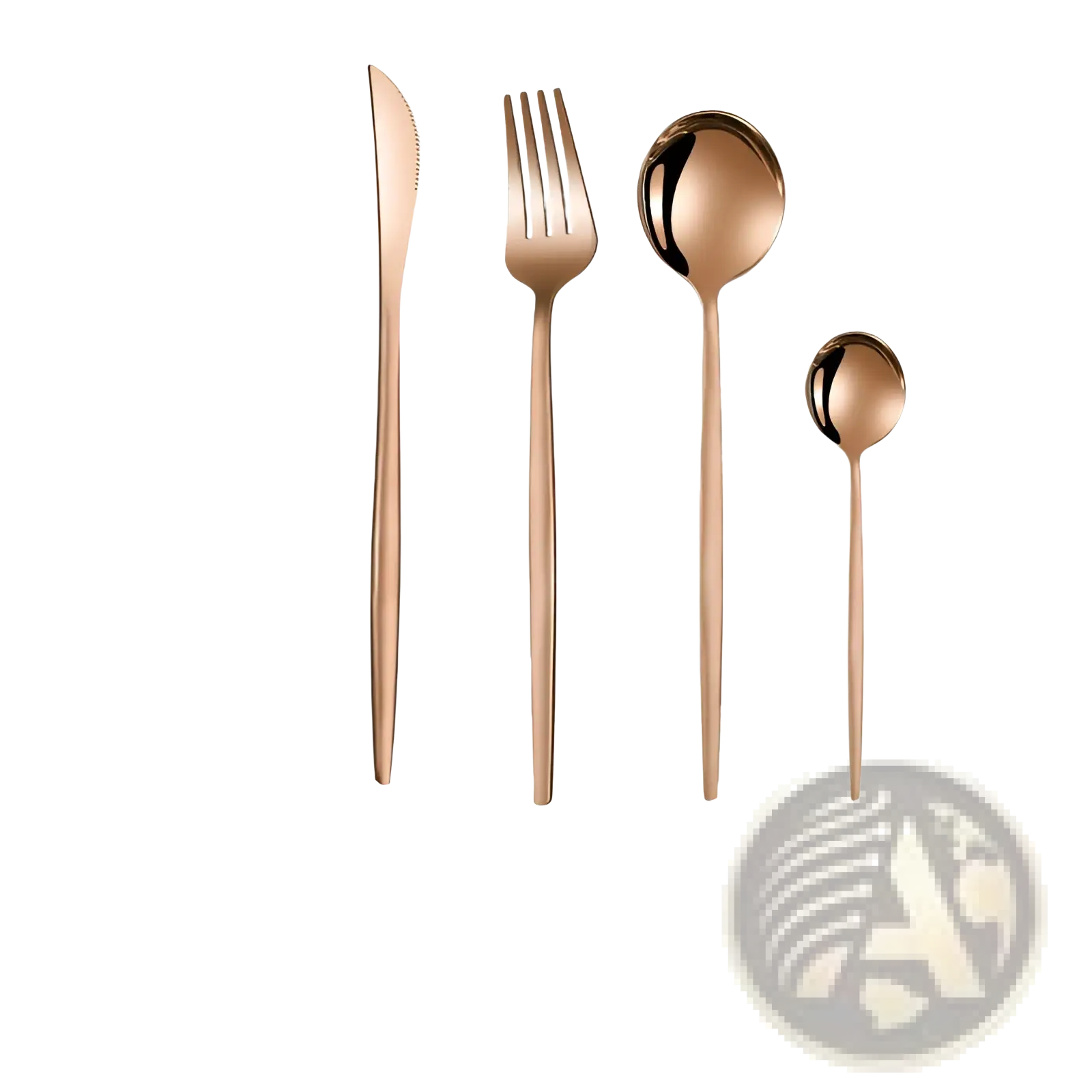 Stainless Steel Cutlery Set with Green Gold Handles
