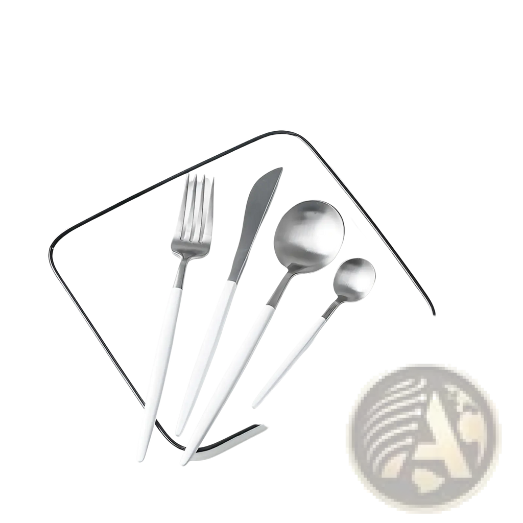 Stainless Steel Cutlery Set with Green Gold Handles