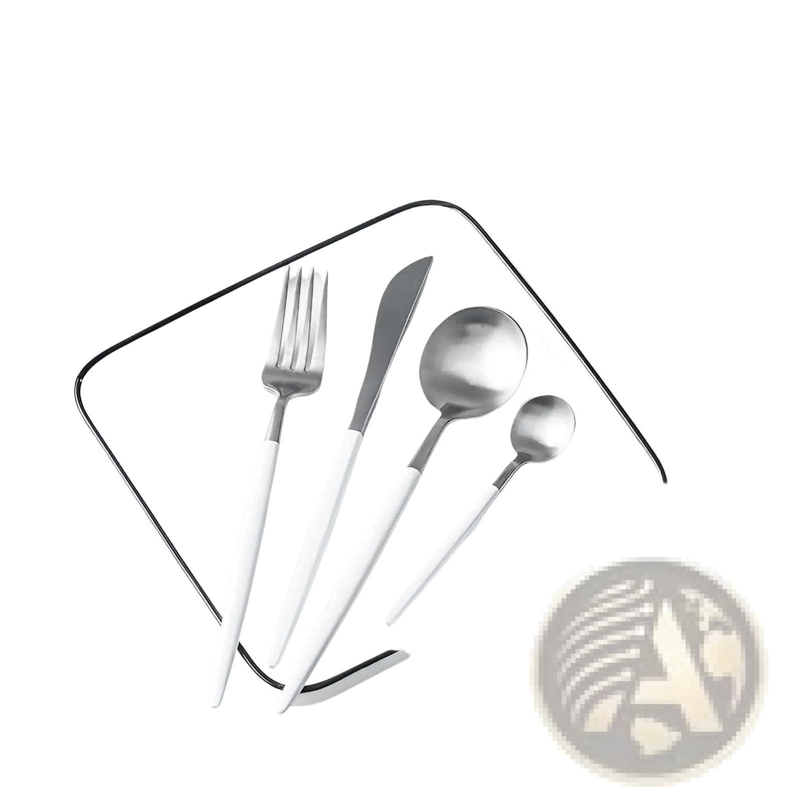 Stainless Steel Cutlery Set with Green Gold Handles