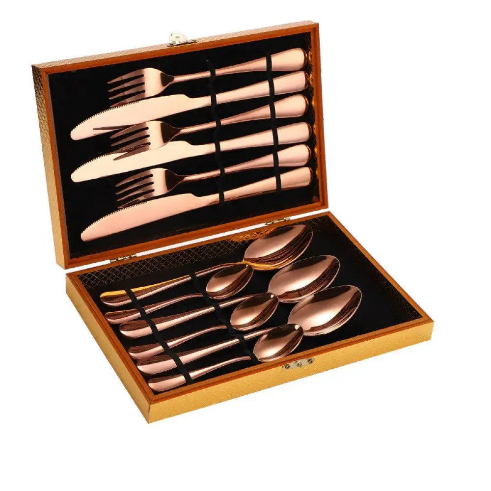 Premium Stainless Steel Steak Cutlery Set in Wooden Box