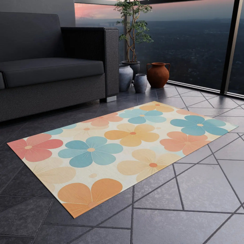 Dipaliz Blossom Haven Outdoor Rug Creamy Backdrop Chenille