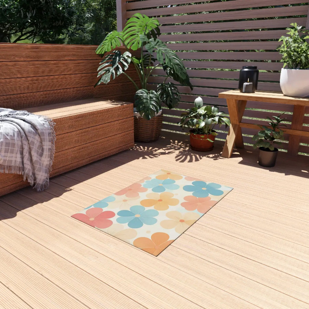Dipaliz Blossom Haven Outdoor Rug Creamy Backdrop Chenille