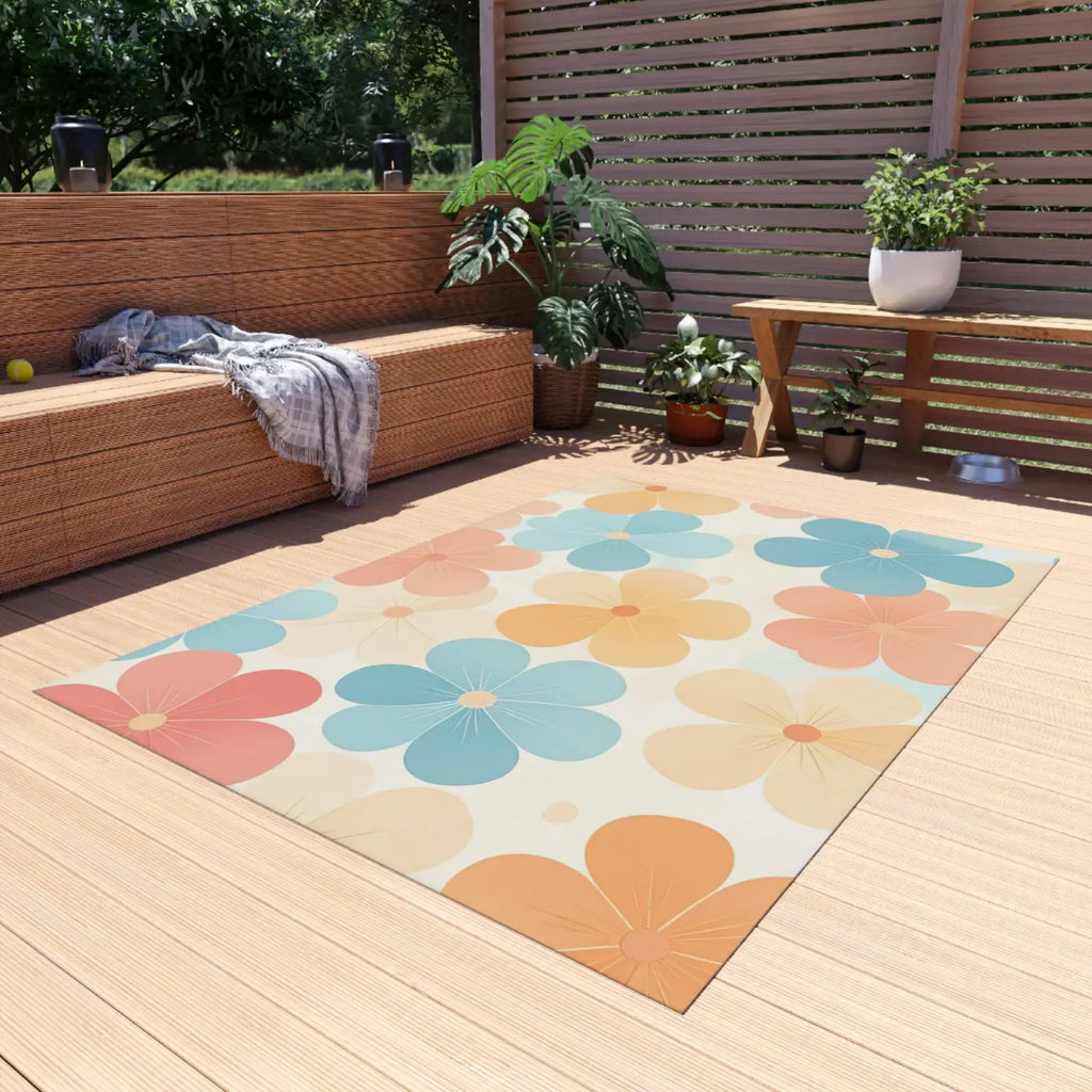 Dipaliz Blossom Haven Outdoor Rug Creamy Backdrop Chenille