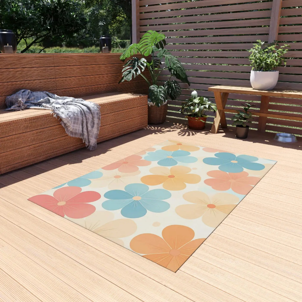 Dipaliz Blossom Haven Outdoor Rug Creamy Backdrop Chenille
