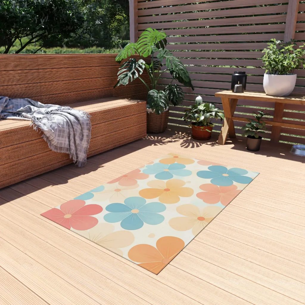 Dipaliz Blossom Haven Outdoor Rug Creamy Backdrop Chenille